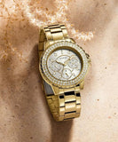 Buy Shop Guess Crown Jewel Diamonds White Dial Gold Steel Strap Watch for Women - GW0410L2 USA Online