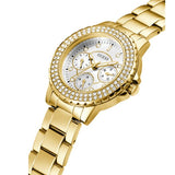 Buy Shop Guess Crown Jewel Diamonds White Dial Gold Steel Strap Watch for Women - GW0410L2 USA Online