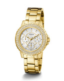 Buy Shop Guess Crown Jewel Diamonds White Dial Gold Steel Strap Watch for Women - GW0410L2 USA Online