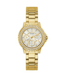 Buy Shop Guess Crown Jewel Diamonds White Dial Gold Steel Strap Watch for Women - GW0410L2 USA Online