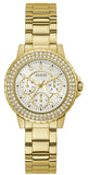 Buy Shop Guess Crown Jewel Diamonds White Dial Gold Steel Strap Watch for Women - GW0410L2 USA Online
