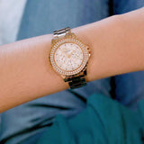 Buy Shop Guess Crown Jewel Multifunction Diamonds White Dial Rose Gold Steel Strap Watch For Women - GW0410L3 USA Online