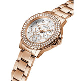 Buy Shop Guess Crown Jewel Multifunction Diamonds White Dial Rose Gold Steel Strap Watch For Women - GW0410L3 USA Online