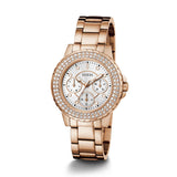 Buy Shop Guess Crown Jewel Multifunction Diamonds White Dial Rose Gold Steel Strap Watch For Women - GW0410L3 USA Online