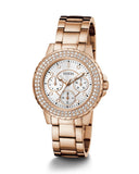 Buy Shop Guess Crown Jewel Multifunction Diamonds White Dial Rose Gold Steel Strap Watch For Women - GW0410L3 USA Online