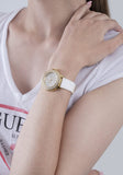 Buy Shop Guess Crown Jewel Multifunction Diamonds White Dial White Leather Strap Watch for Women - GW0411L1 USA Online