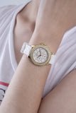 Buy Shop Guess Crown Jewel Multifunction Diamonds White Dial White Leather Strap Watch for Women - GW0411L1 USA Online