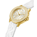 Buy Shop Guess Crown Jewel Multifunction Diamonds White Dial White Leather Strap Watch for Women - GW0411L1 USA Online