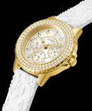 Buy Shop Guess Crown Jewel Multifunction Diamonds White Dial White Leather Strap Watch for Women - GW0411L1 USA Online