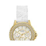 Buy Shop Guess Crown Jewel Multifunction Diamonds White Dial White Leather Strap Watch for Women - GW0411L1 USA Online