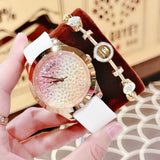 Buy Shop Guess Crush Crystals Gold Dial White Rubber Strap Watch for Women - W1223L3 USA Online