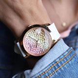 Buy Shop Guess Crush Crystals Gold Dial White Rubber Strap Watch for Women - W1223L3 USA Online