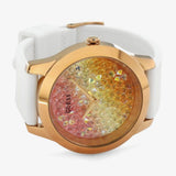 Buy Shop Guess Crush Crystals Gold Dial White Rubber Strap Watch for Women - W1223L3 USA Online