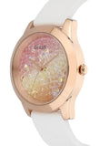 Buy Shop Guess Crush Crystals Gold Dial White Rubber Strap Watch for Women - W1223L3 USA Online