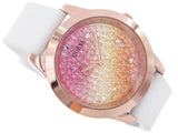 Buy Shop Guess Crush Crystals Gold Dial White Rubber Strap Watch for Women - W1223L3 USA Online