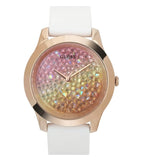 Buy Shop Guess Crush Crystals Gold Dial White Rubber Strap Watch for Women - W1223L3 USA Online