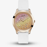 Buy Shop Guess Crush Crystals Gold Dial White Rubber Strap Watch for Women - W1223L3 USA Online