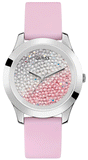Buy Shop Guess Crush Crystals Silver Dial Pink Rubber Strap Watch for Women - W1223L1 USA Online