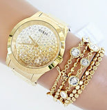 Buy Shop Guess Crush Gold Dial Gold Steel Strap Watch For Women - GW0020L2 USA Online