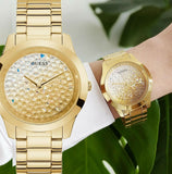Buy Shop Guess Crush Gold Dial Gold Steel Strap Watch For Women - GW0020L2 USA Online