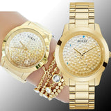 Buy Shop Guess Crush Gold Dial Gold Steel Strap Watch For Women - GW0020L2 USA Online
