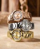 Buy Shop Guess Crystal Clear Analog Gold Dial Gold Steel Strap Watch for Women - GW0470L2 USA Online