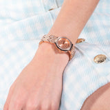 Buy Shop Guess Crystal Clear Rose Gold Dial Rose Gold Steel Strap Watch for Women - GW0470L3 USA Online