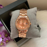 Buy Shop Guess Crystal Diamonds Rose Gold Dial Rose Gold Steel Strap Watch For Women - W11069L1 USA Online