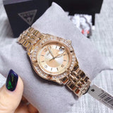 Buy Shop Guess Crystal Diamonds Rose Gold Dial Rose Gold Steel Strap Watch For Women - W11069L1 USA Online