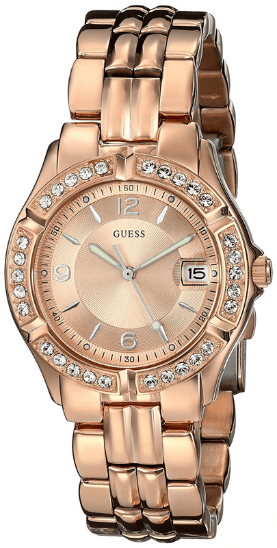 Buy Shop Guess Crystal Diamonds Rose Gold Dial Rose Gold Steel Strap Watch For Women - W11069L1 USA Online