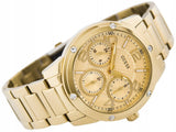 Buy Shop Guess Crystal Multifunction Gold Dial Gold Steel Strap Watch for Women - W0778L2 USA Online