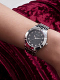 Buy Shop Guess Crystalline Diamonds Black Dial Silver Steel Strap Watch for Women - GW0114L1 USA Online