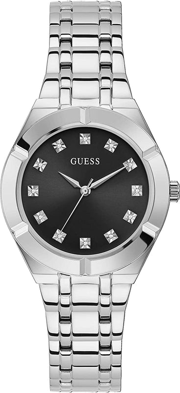 Buy Shop Guess Crystalline Diamonds Black Dial Silver Steel Strap Watch for Women - GW0114L1 USA Online