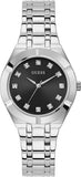 Buy Shop Guess Crystalline Diamonds Black Dial Silver Steel Strap Watch for Women - GW0114L1 USA Online