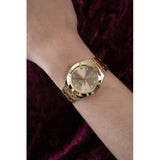 Buy Shop Guess Crystalline Diamonds Gold Dial Gold Steel Strap Watch for Women - GW0114L2 USA Online