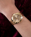 Buy Shop Guess Crystalline Diamonds Gold Dial Gold Steel Strap Watch for Women - GW0114L2 USA Online