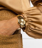 Buy Shop Guess Crystalline Diamonds Gold Dial Gold Steel Strap Watch for Women - GW0114L2 USA Online