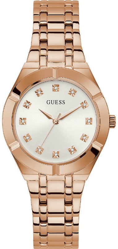 Buy Shop Guess Crystalline Diamonds Silver Dial Rose Gold Steel Strap Watch for Women - GW0114L3 USA Online