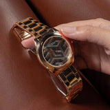 Buy Shop Guess Cubed Analog Black Dial Rose Gold Steel Strap Watch For Women - GW0607L3 USA Online