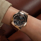 Buy Shop Guess Cubed Analog Black Dial Rose Gold Steel Strap Watch For Women - GW0607L3 USA Online