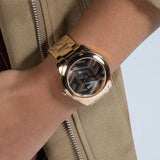 Buy Shop Guess Cubed Analog Black Dial Rose Gold Steel Strap Watch For Women - GW0607L3 USA Online