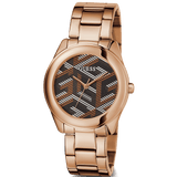 Buy Shop Guess Cubed Analog Black Dial Rose Gold Steel Strap Watch For Women - GW0607L3 USA Online
