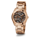 Buy Shop Guess Cubed Analog Black Dial Rose Gold Steel Strap Watch For Women - GW0607L3 USA Online
