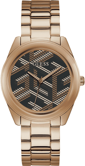 Buy Shop Guess Cubed Analog Black Dial Rose Gold Steel Strap Watch For Women - GW0607L3 USA Online