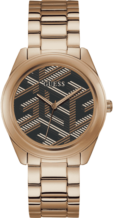 Buy Shop Guess Cubed Analog Black Dial Rose Gold Steel Strap Watch For Women - GW0607L3 USA Online