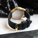 Buy Shop Guess Cubed Analog Gold Dial Black Silicone Strap Watch For Women - GW0665L1 USA Online