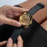 Buy Shop Guess Cubed Analog Gold Dial Black Silicone Strap Watch For Women - GW0665L1 USA Online