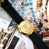 Buy Shop Guess Cubed Analog Gold Dial Black Silicone Strap Watch For Women - GW0665L1 USA Online
