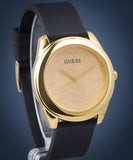 Buy Shop Guess Cubed Analog Gold Dial Black Silicone Strap Watch For Women - GW0665L1 USA Online