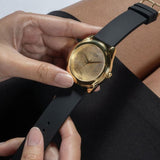Buy Shop Guess Cubed Analog Gold Dial Black Silicone Strap Watch For Women - GW0665L1 USA Online